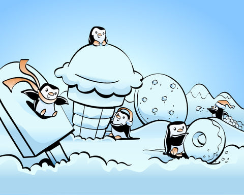 Penguins Playing (8x10)